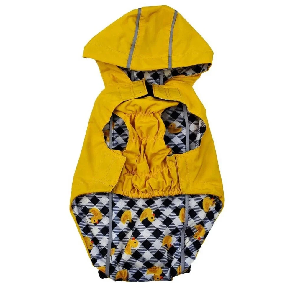 HD Pet Reversible Raincoat  - Yellow / Ducks - Size Sm (14-20